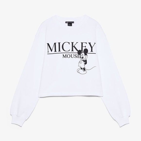 Zara Tops - ZARA Mickey Mouse Disney Cropped Sweatshirt Sweater Tee Long Sleeve
